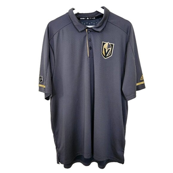 Adidas Vegas Golden Knights T Shirt Mens XL Gray Gold Black NHL Athleisure FLAW - Picture 1 of 16